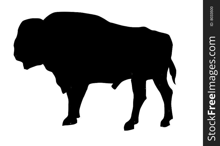 Vector silhouette of the oxen on white background