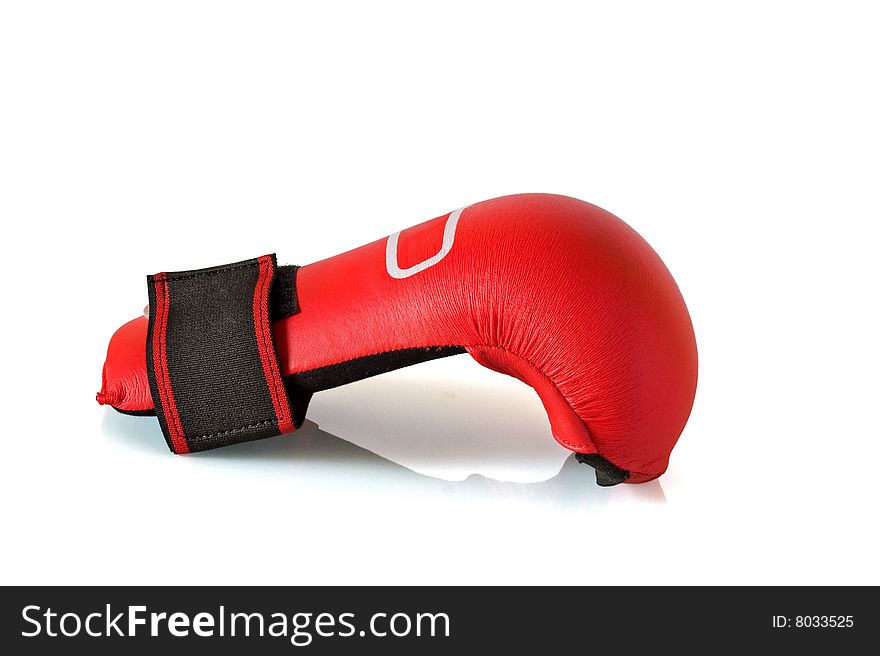 single red boxing glove against a white background