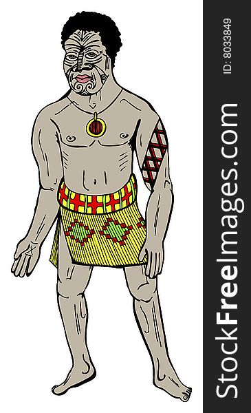 Moresque man with tribal tattoo in vector illustration. Moresque man with tribal tattoo in vector illustration