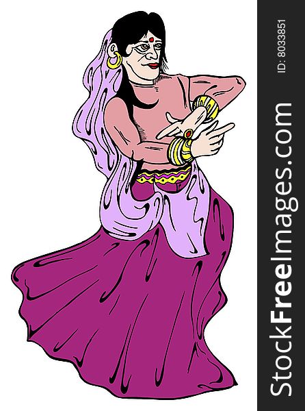 Oriental dancer in traditional clothes vector illustation
