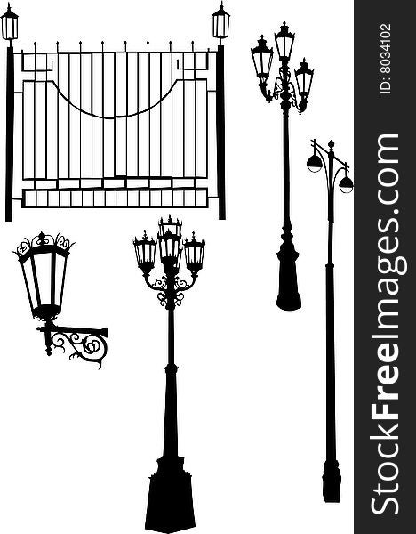 Street lamps with fence