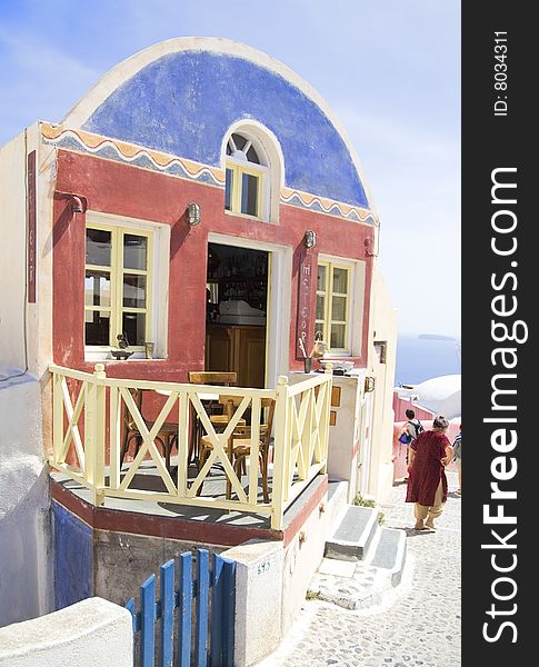 A coffee bar on Santorini island