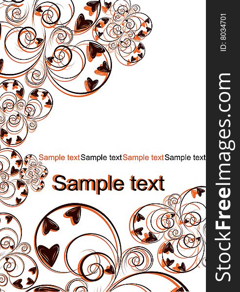 Orange and black flourishes decoration with space for text