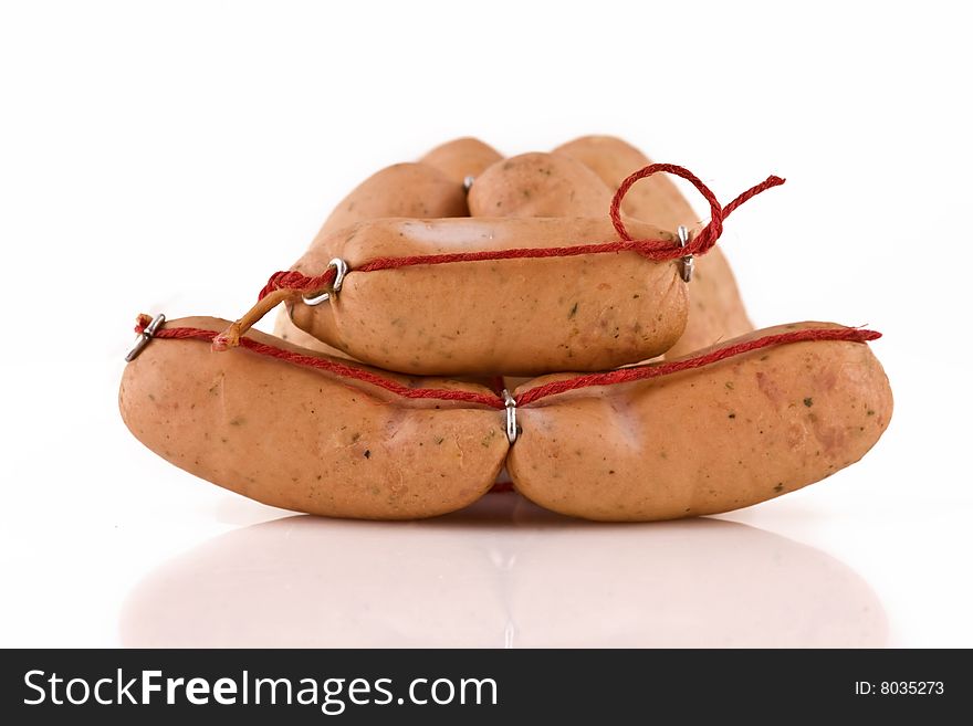 Stack Hotdog sausage isolated on white background