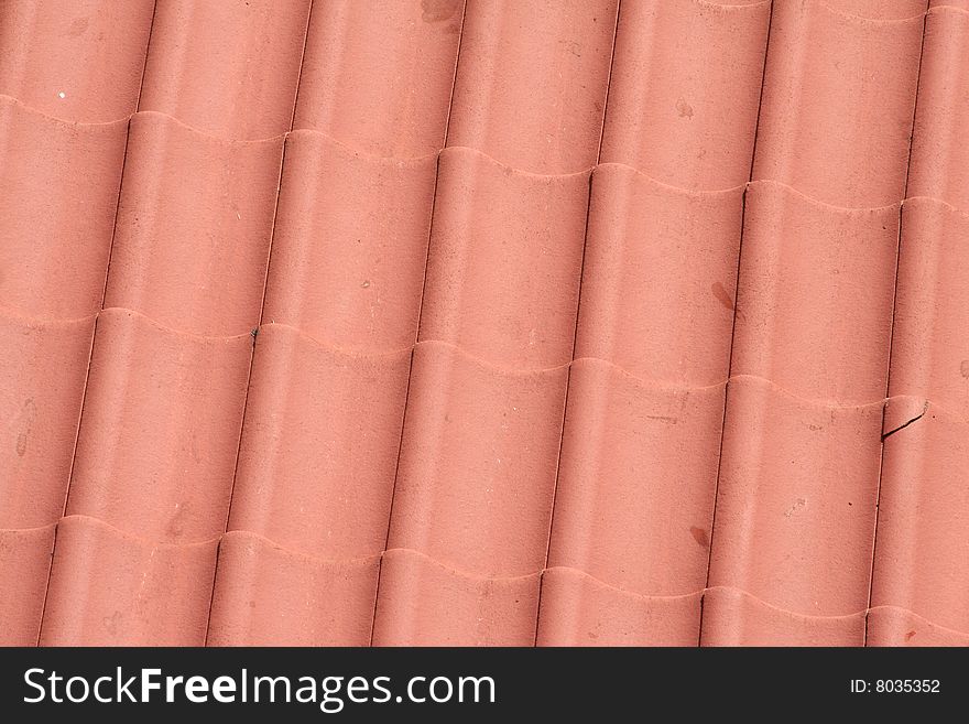 Red roof tiles in close-up