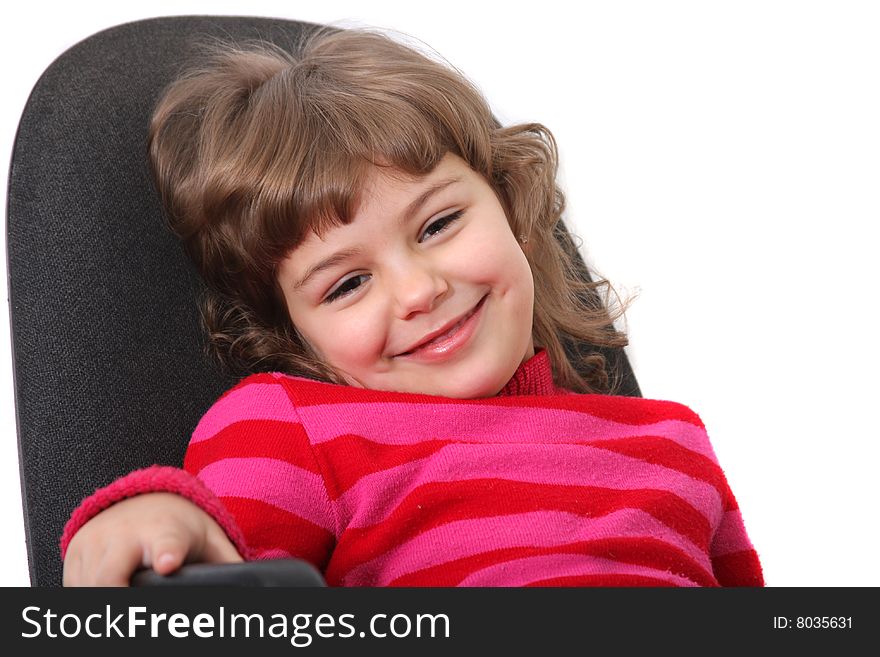 Portrait of smiling small girl over white background. Portrait of smiling small girl over white background