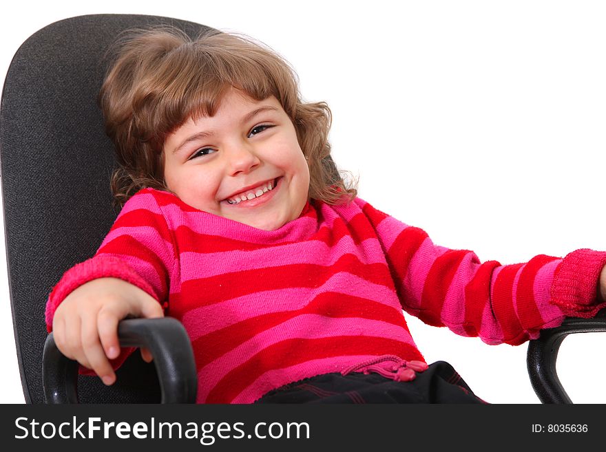 Portrait of smiling small girl over white background. Portrait of smiling small girl over white background