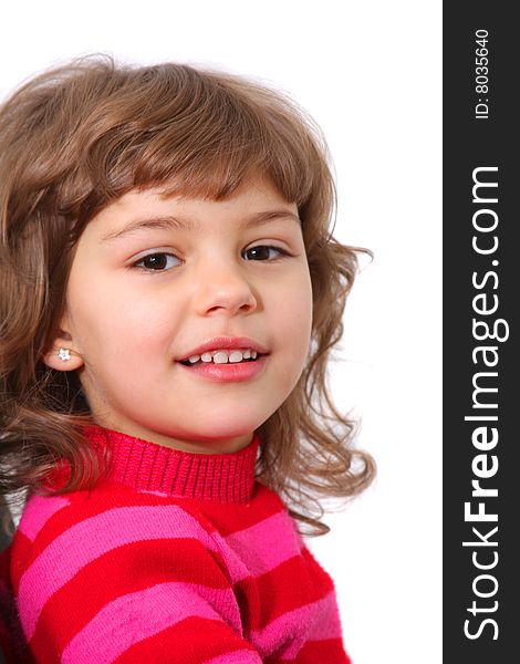 Portrait of smiling small girl over white background. Portrait of smiling small girl over white background