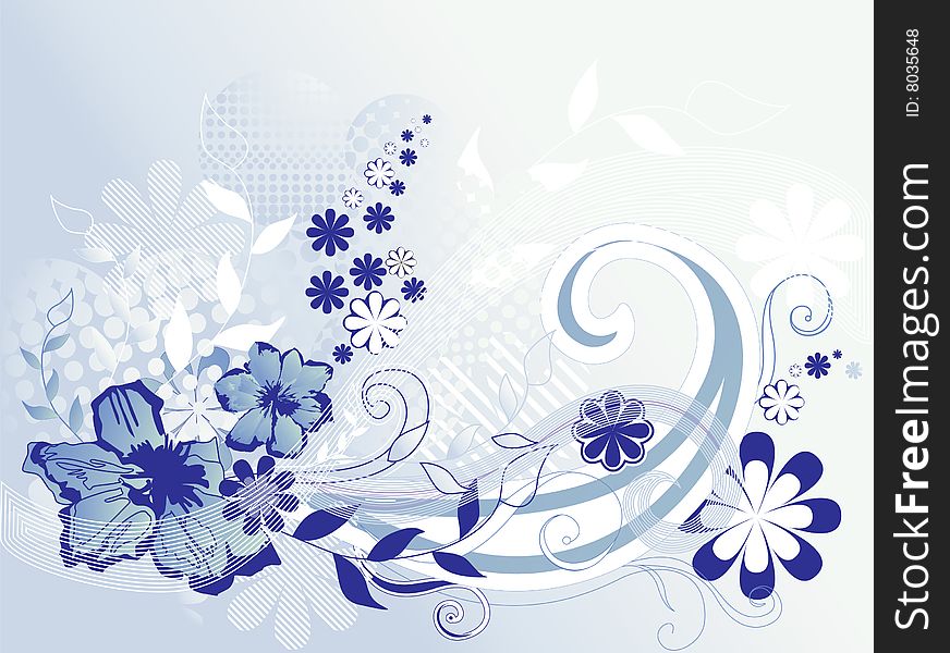 Flowers and waves. Illustration vector