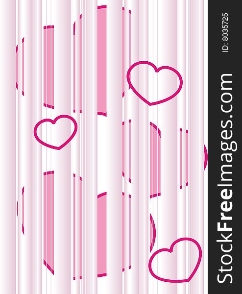 Pink hearts and hearts outline illustration. Pink hearts and hearts outline illustration