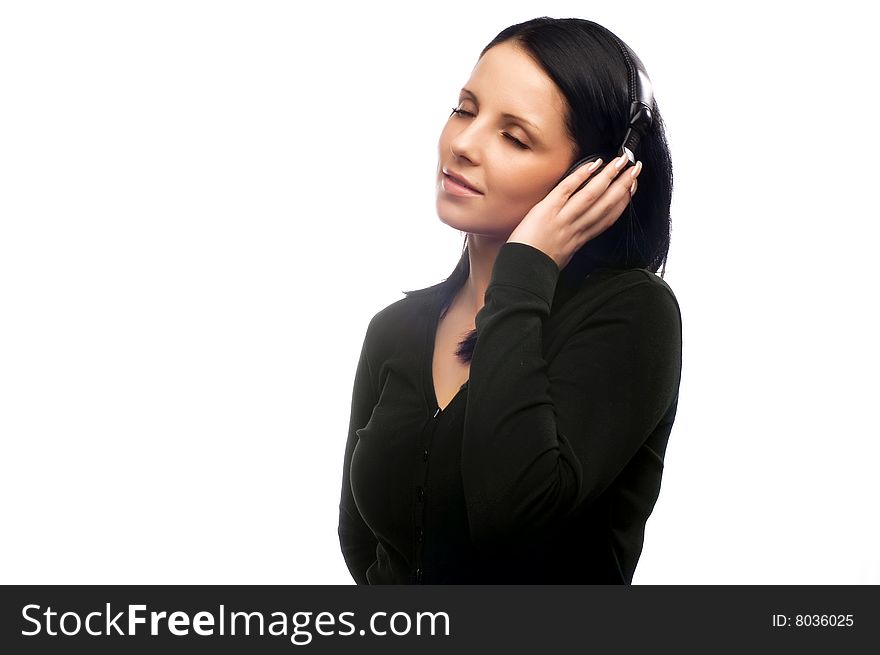 Pretty Young Girl Listening Music