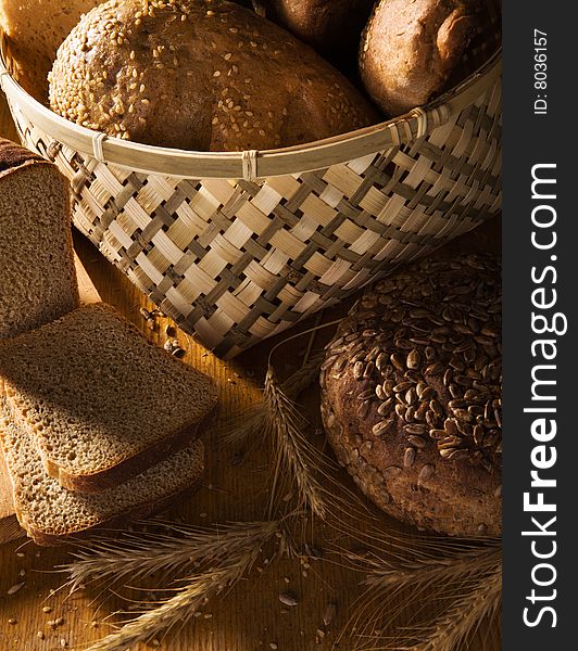 Still-life with bread and wheat. Still-life with bread and wheat