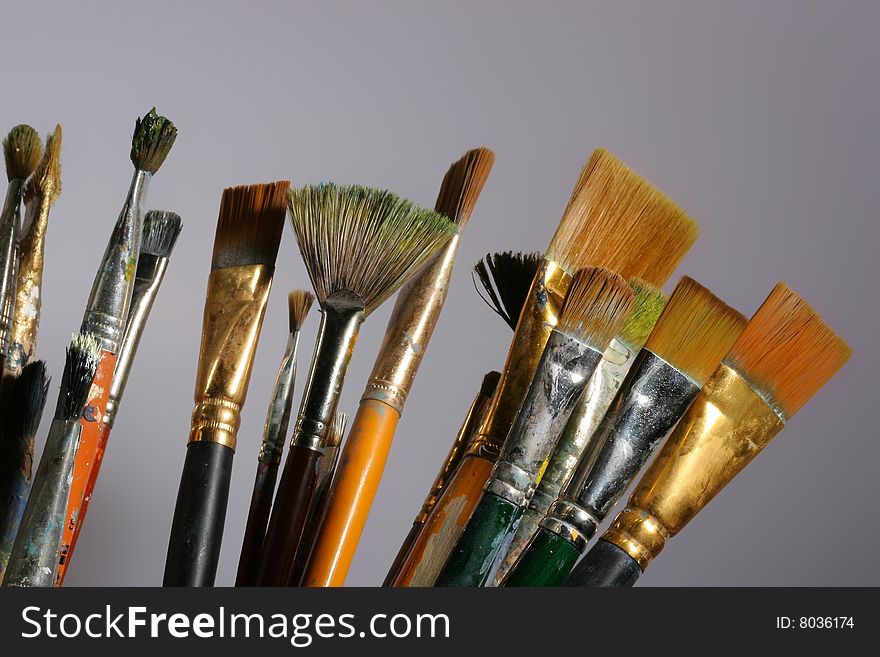 Variety of artist paint brushes