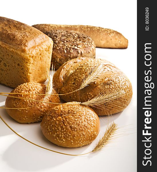 Fresh bread with ears of wheat. Fresh bread with ears of wheat