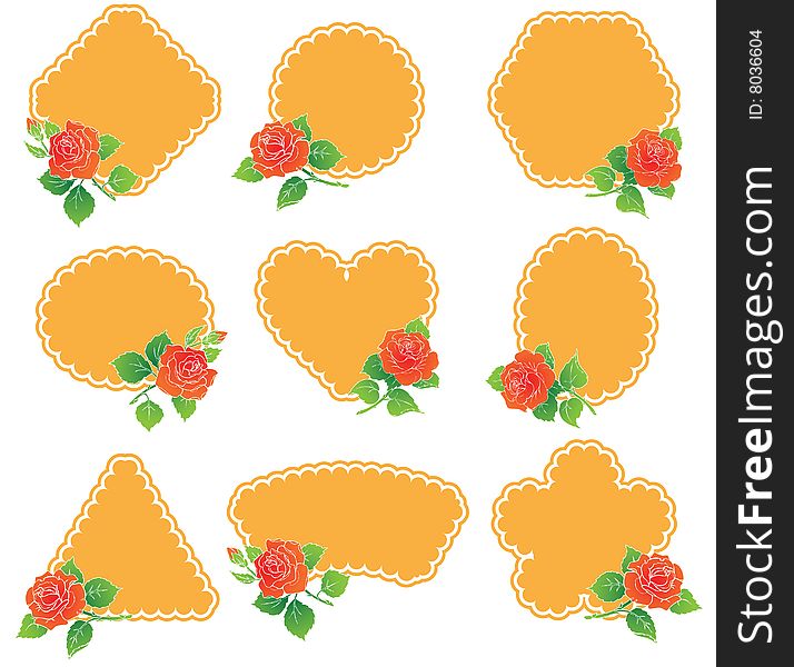 Set of design elements with red roses. 
There is in addition a vector format (EPS 8).