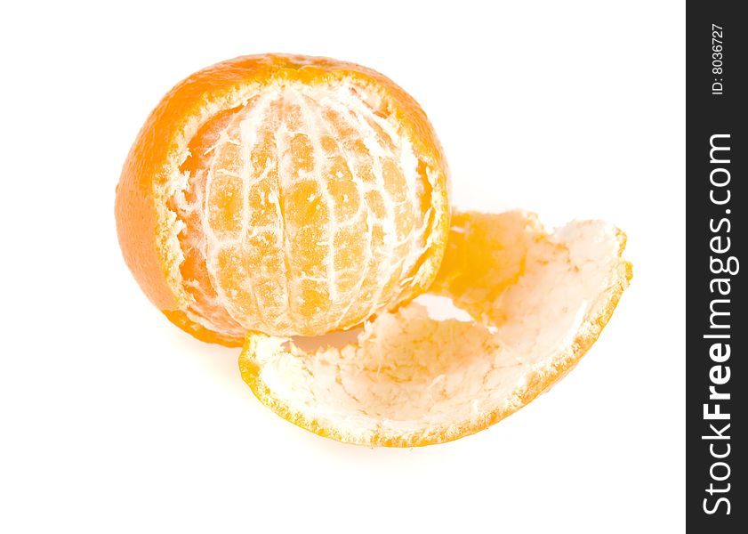 Orange tangerine on white ground