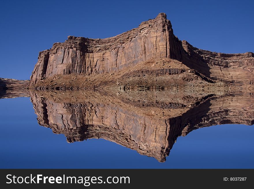 Redrock reflections in Canyonlands National Park with deep blue sky. Redrock reflections in Canyonlands National Park with deep blue sky