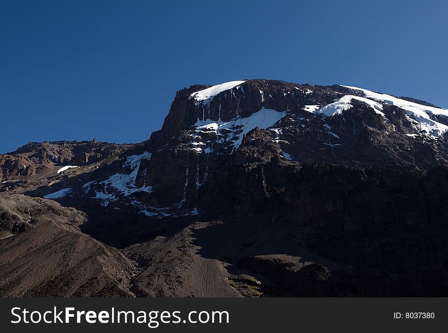 Southern Icefields viewed from Barranco Camp. Mount Kilimanjaro, Tanzania.