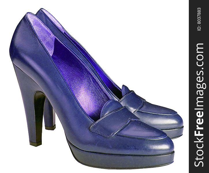 High heel blue leathers shoes