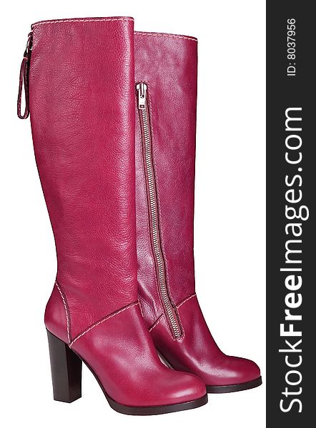 High heel red leathers boots