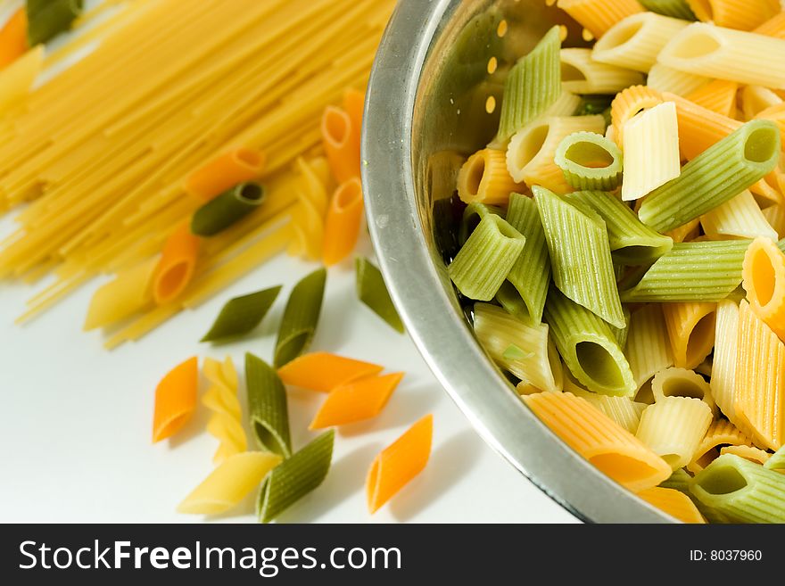 Italian noodles in bowl and spaghetti. Italian noodles in bowl and spaghetti