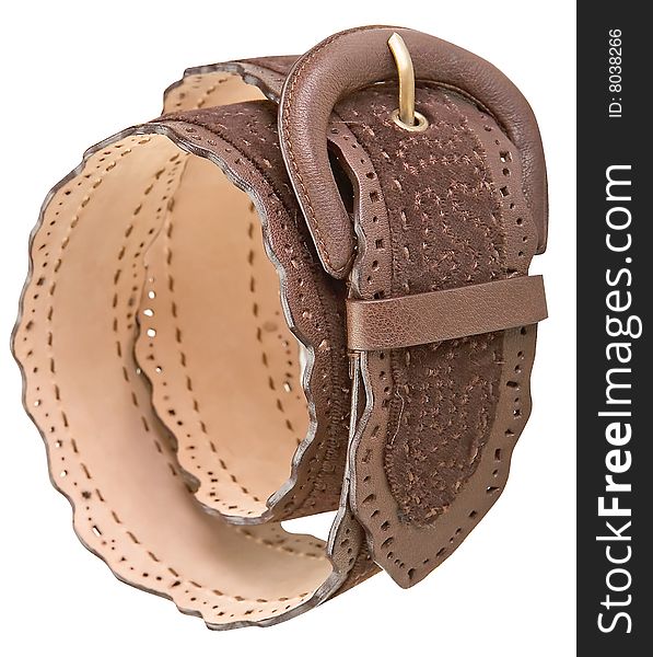 Brown ornament leather isolated belt