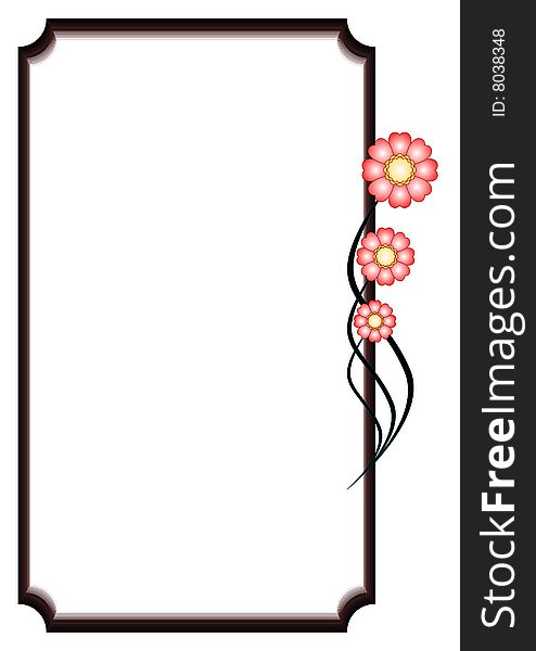 Computer generated frame, decorated abstract flowers.