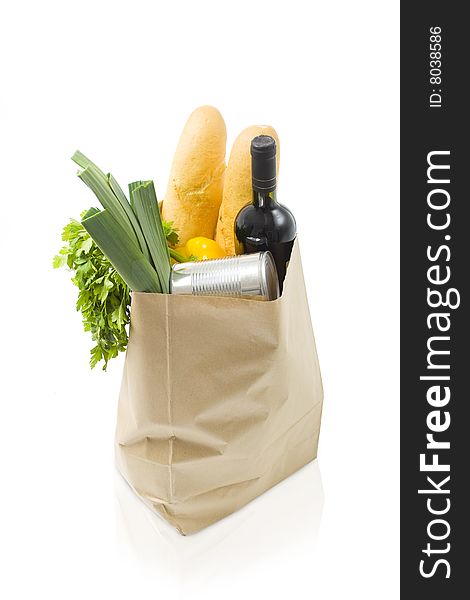 Paper grocery bag on white. Paper grocery bag on white