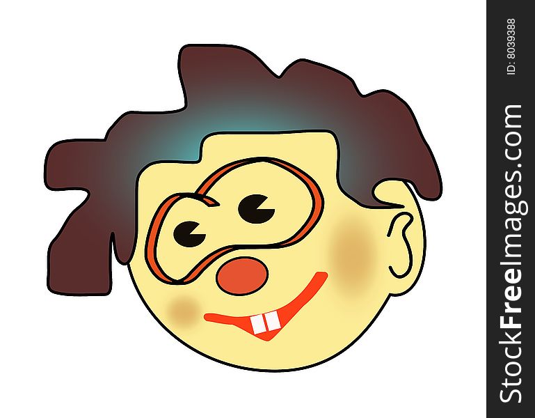 Illustration - happy boy with eye - glasses.