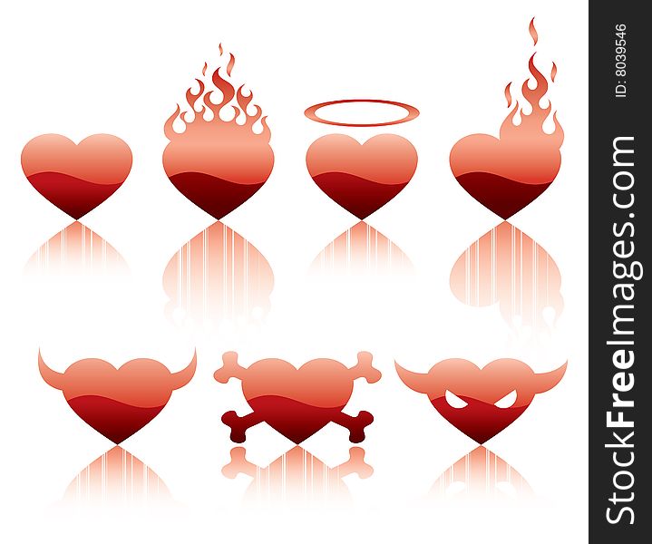 Vector illustration of an inferno character hearts. Vector illustration of an inferno character hearts.