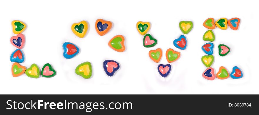 Colored jamaican hearts on white background. Colored jamaican hearts on white background.