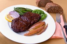 Roast Beef With Green Beans And Red Potatoes Stock Image