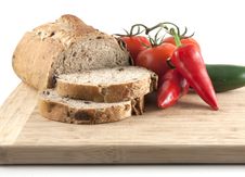 Sliced Whole Wheat Olive Bread And Peppers Royalty Free Stock Images Sliced Whole Wheat Olive Bread And Peppers Royalty Free Stock Images