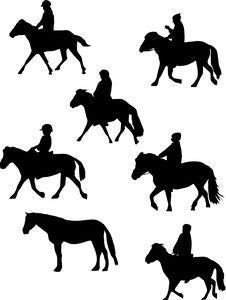 Horsemen Silhouettes Collection Royalty Free Stock Image