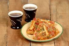 Black Tea With Pizza Stock Photos Black Tea With Pizza Stock Photos