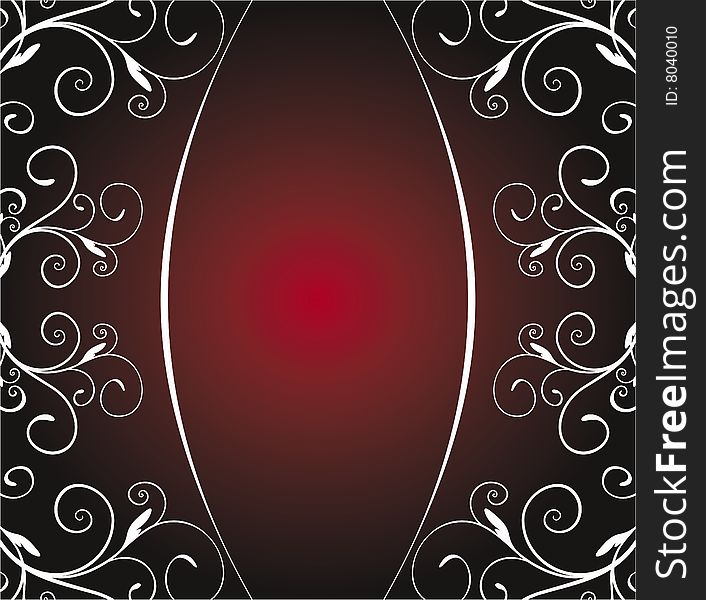 Floral ornament on red background (vector)