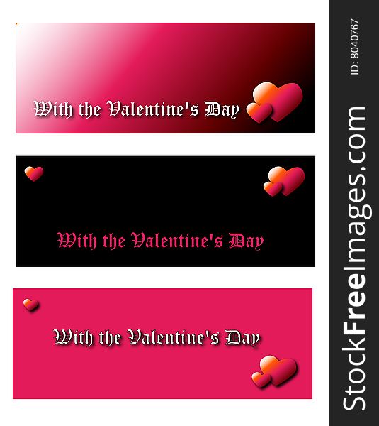 Valentines day, red background with hearts and decorative elements