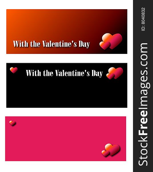Valentines day, red background with hearts and decorative elements