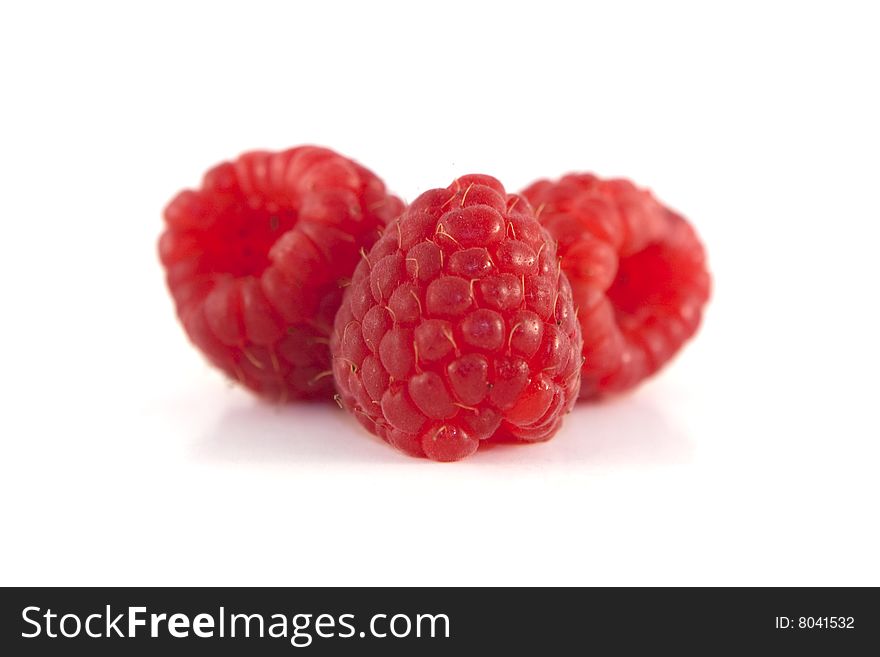 Close up of raspberries on white background. Close up of raspberries on white background