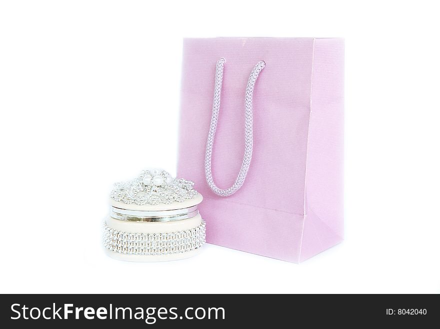 Jewelry Case and Pink Paper Bag