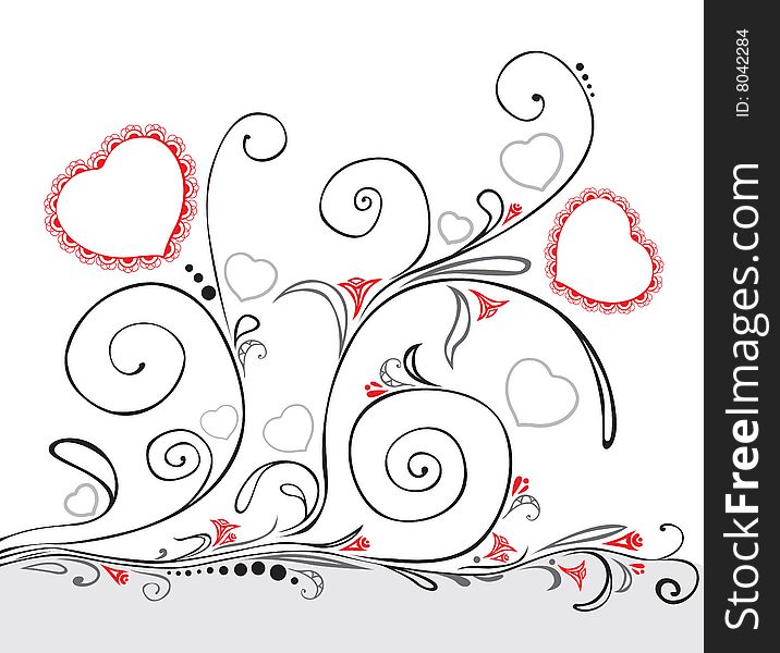 Floral background for designers with hearts