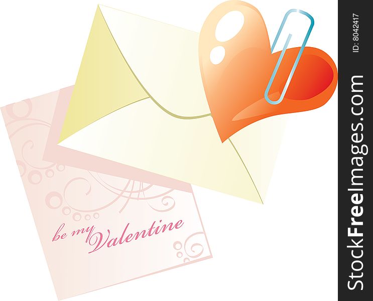 Valentine red heart in envelope