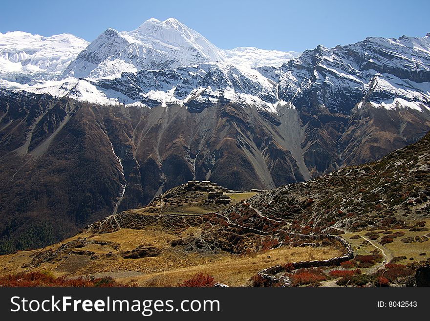 Nepalese Landscape Old Nepalese Village