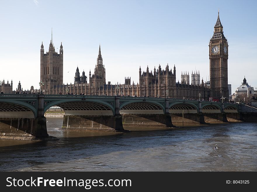 Westminster Bridge and Big Ben on the Thames in London