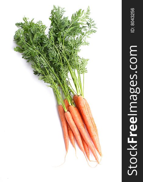 Carrots isolated on white in the studio. Carrots isolated on white in the studio