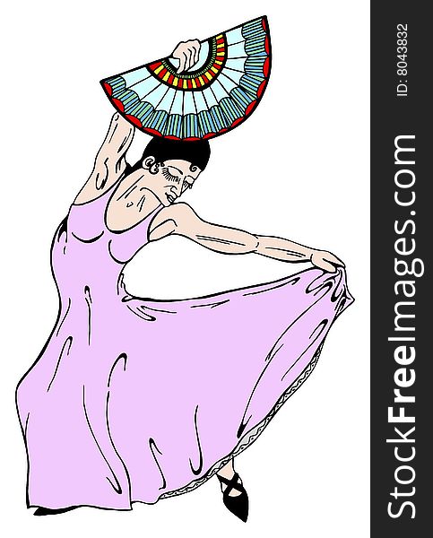 Danceuse in pink dress vector illustration. Danceuse in pink dress vector illustration