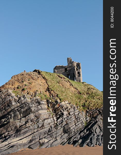 Ballybunion castle on the rocks in the west coast of ireland. Ballybunion castle on the rocks in the west coast of ireland