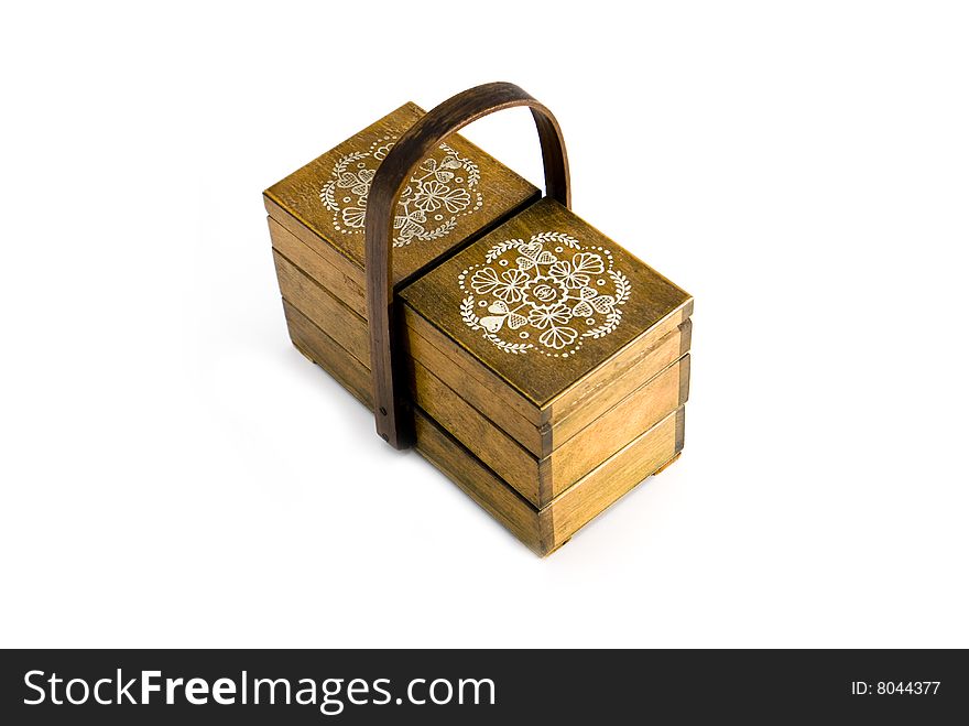 Old wooden close case with folk pattern. Old wooden close case with folk pattern