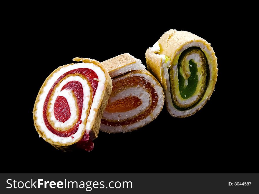 Beautiful sweet fruit jelly rolls