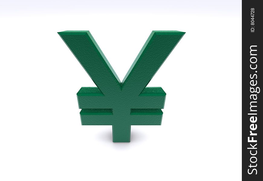 3d yen sign on white background